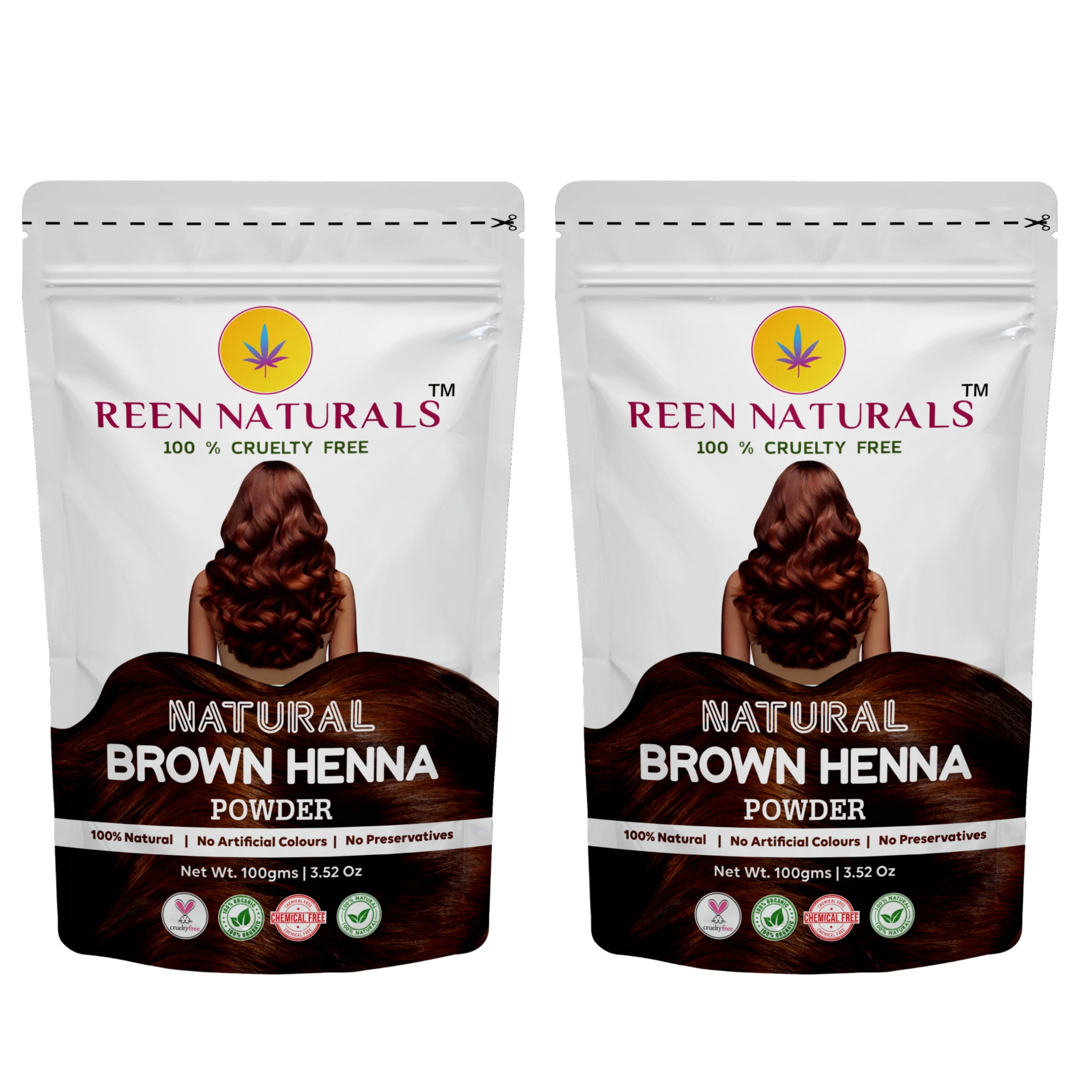 Natural Brown Henna Hair Color Powder Twin Pack – 2 × 100g – Reen