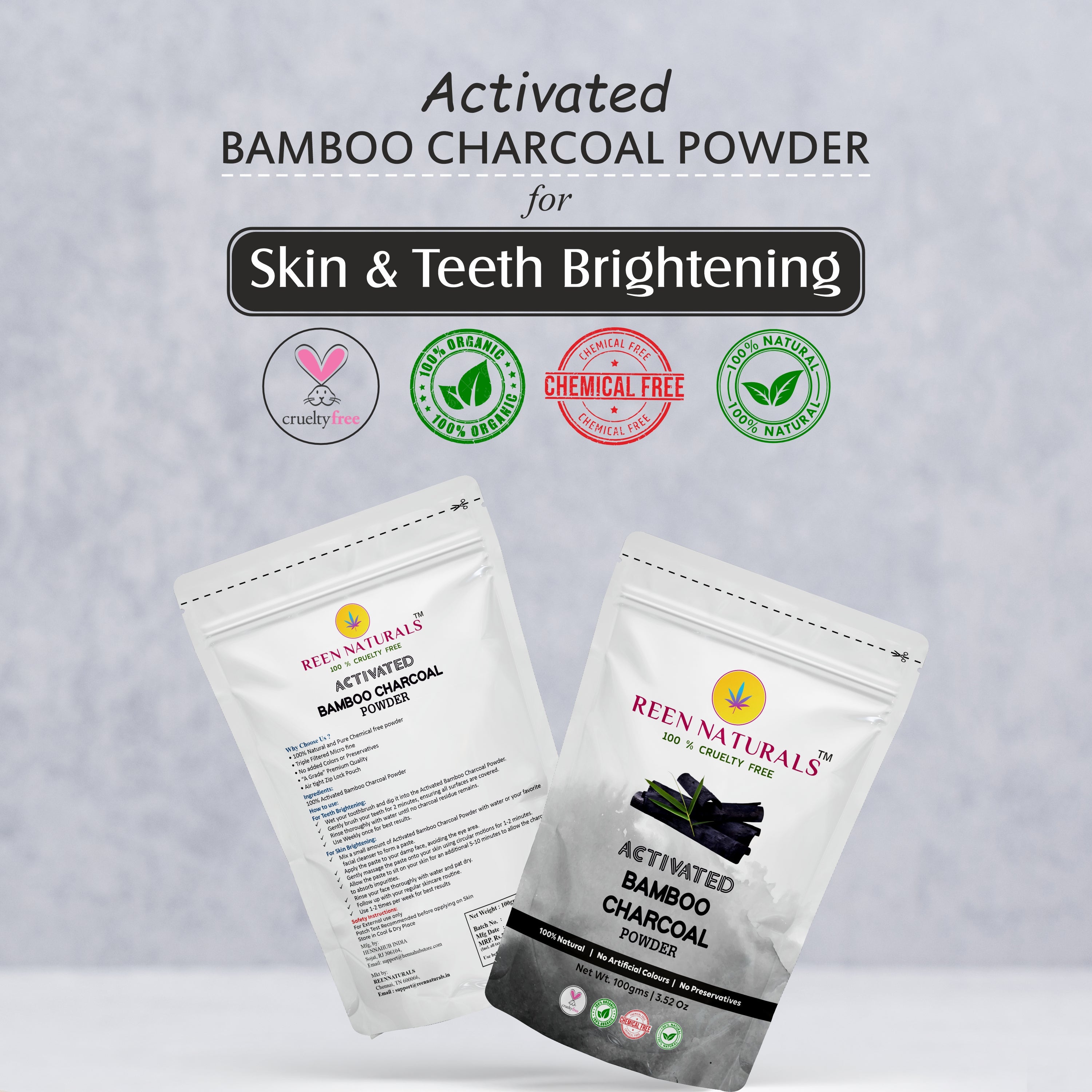 Activated Charcoal and Multani Mitti Powder for Face Pack - 100gms Each