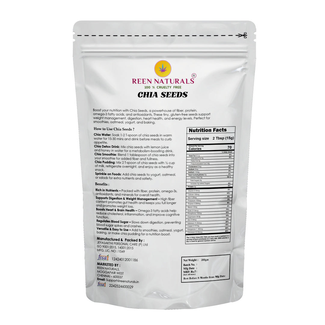 CHIA SEEDS - Seeds for Weight Management and Improves Gut health -200gms