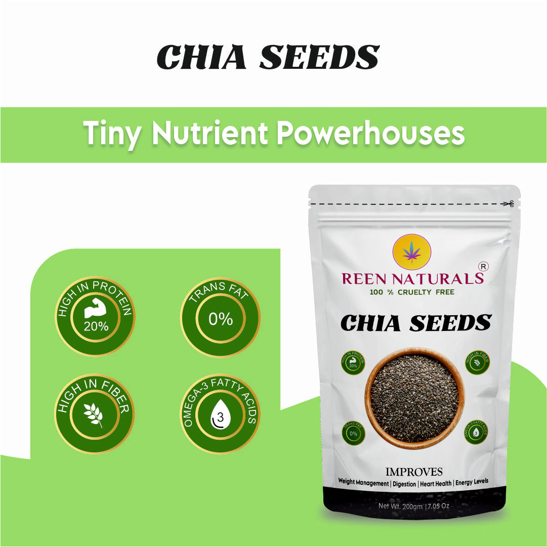 REEN NATURALS Wellness Combo Pack: Natural Moringa Powder & Chia Seeds (300g Total)