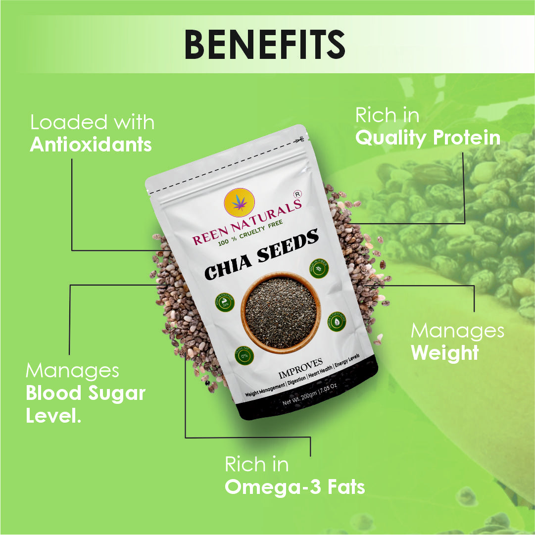 REEN NATURALS Wellness Combo Pack: Natural Moringa Powder & Chia Seeds (300g Total)