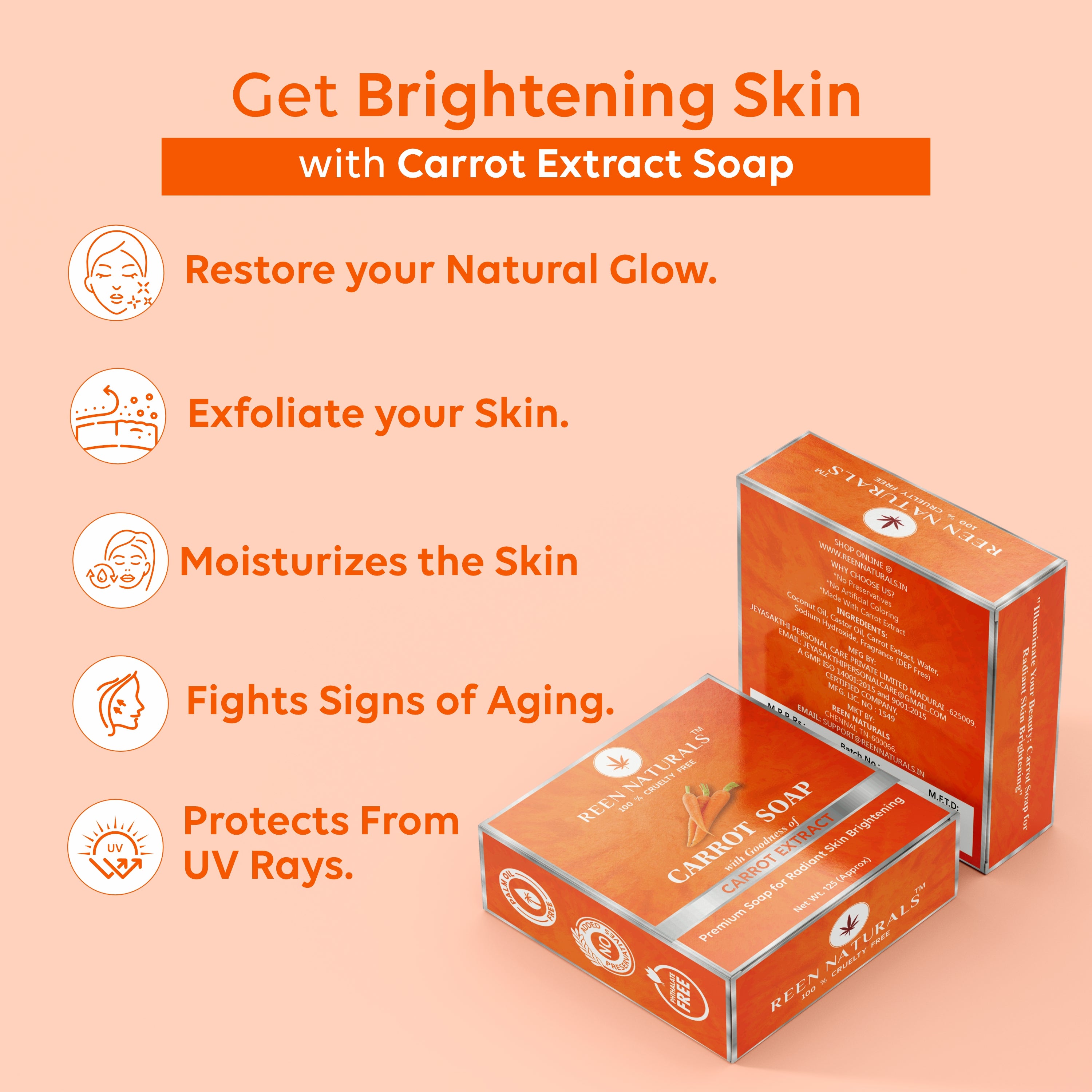 SOAP COMBO - CARROT + BEETROOT ( 125gm Each) – Reen Naturals