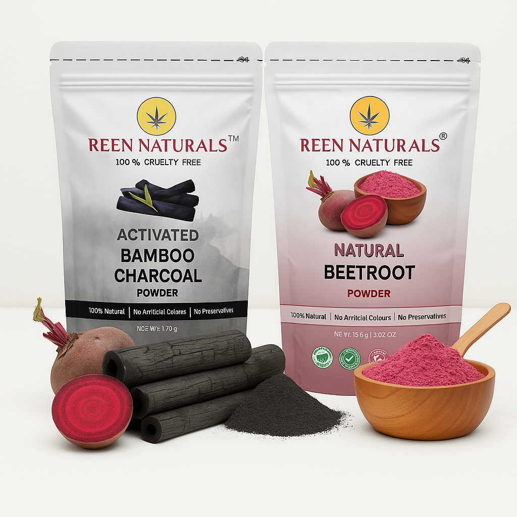 TEETH & LIP COMBO – Bamboo Charcoal & Beetroot powder 100 grams each