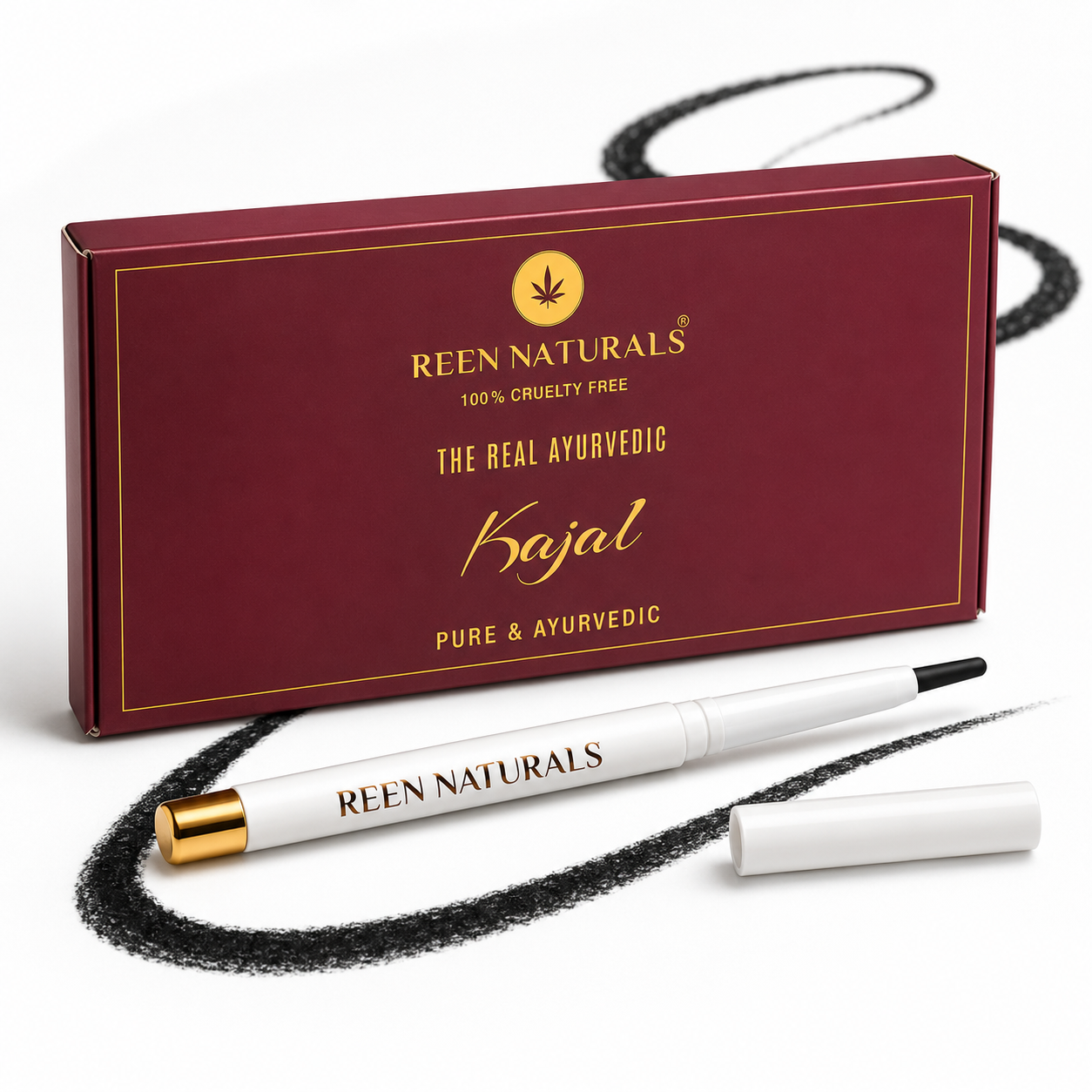 KAJAL STICK | Pure Ayurvedic & Herbal | Waterproof & Smudge Proof | Traditional Lamp Black | Chemical-Free | Eyeliner & Eyebrows