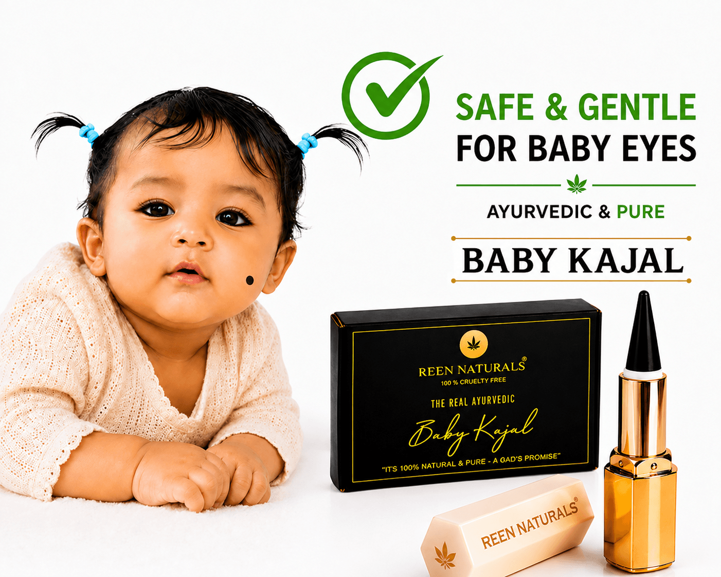 KAJAL COMBO – Baby Kajal + Adult Kajal Stick | Traditional Lamp Black Baby Kajal & Everyday Eye Makeup Duo