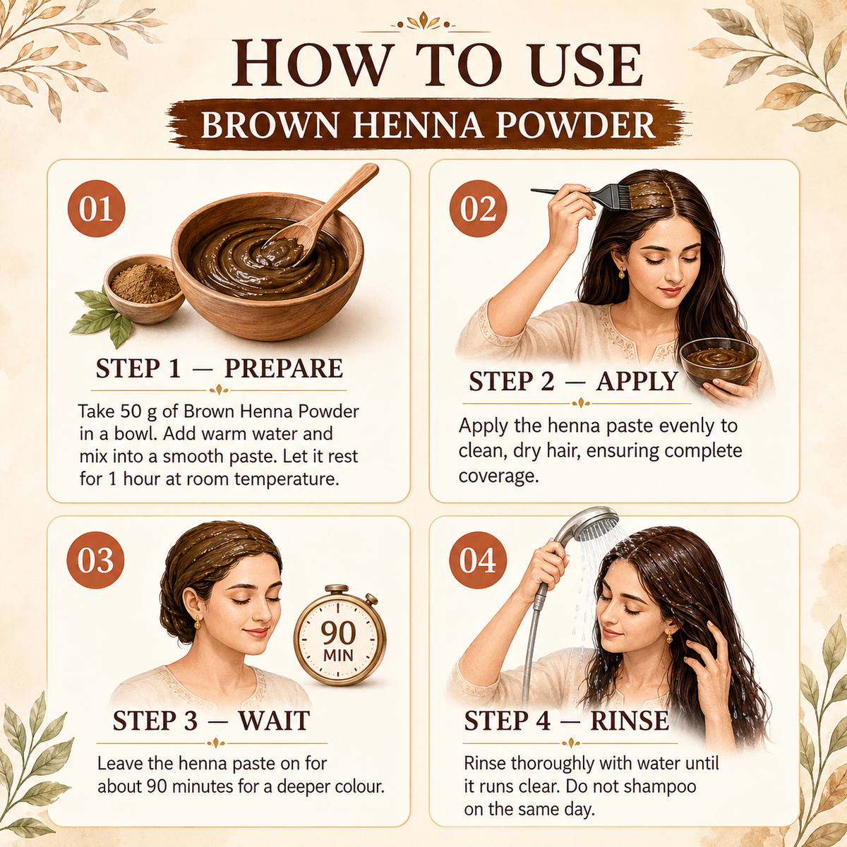 Natural Brown Henna Hair Color Powder – 100g