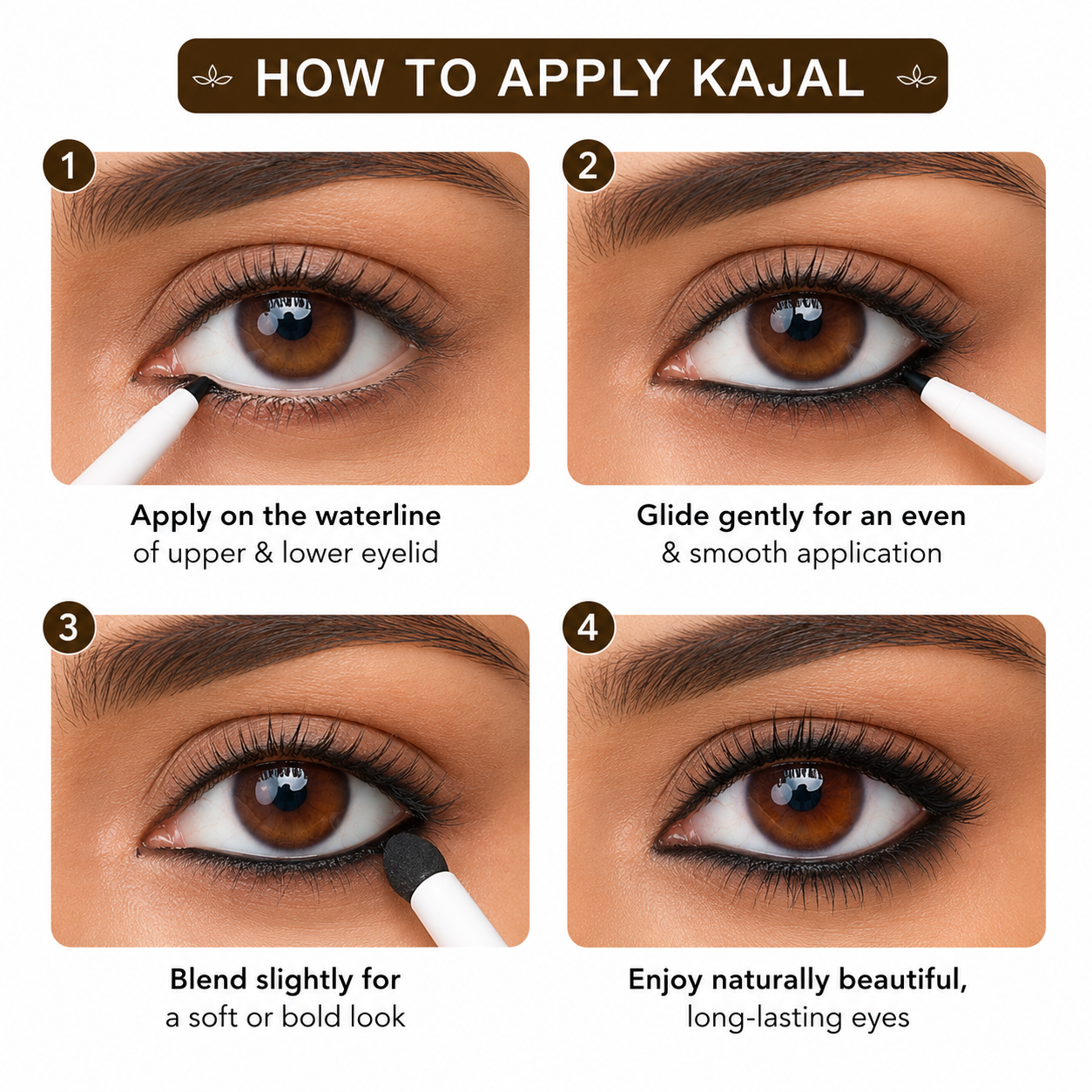 REEN NATURALS Kajal Stick | 100% Natural Ayurvedic & Herbal | Traditional Lamp Black Method | Gentle & Chemical-Free | Eye Kajal | Eyeliner & Eyebrow | Water-Proof and Smudge Proof