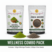 REEN NATURALS Wellness Combo Pack: Natural Moringa Powder & Chia Seeds (300g Total)