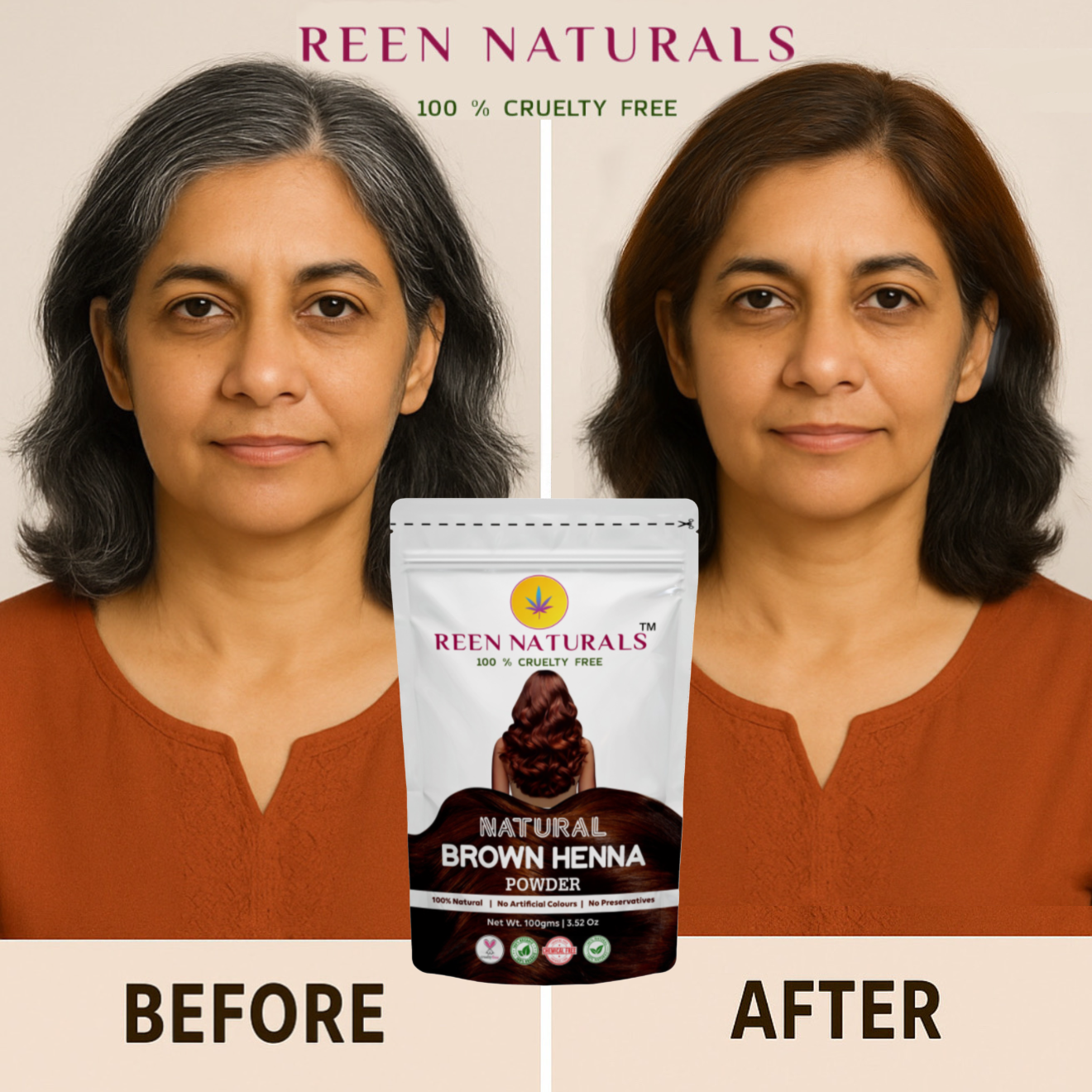 Natural Brown Henna Hair Color Powder – 100g