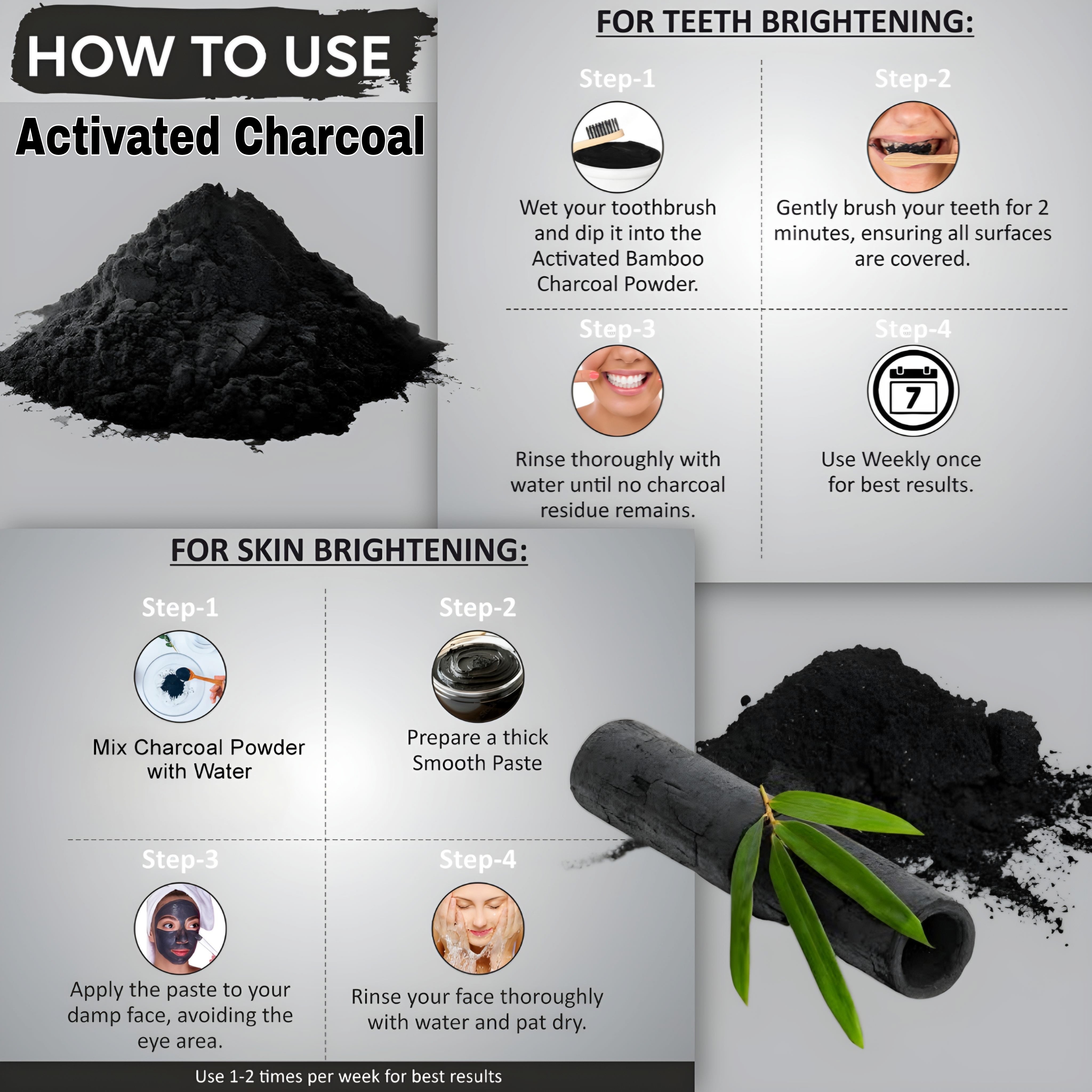 TEETH & LIP COMBO – Bamboo Charcoal & Beetroot powder 100 grams each