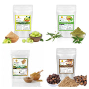 SUPER SAVING PACK - 4-in-1 Hair Solution - Amla, Bhringraj, Methi & Reetha Hair Pack Powder Combo - 100% Pure & Natural for Hair Growth, Hair Fall Control, and Natural Cleansing