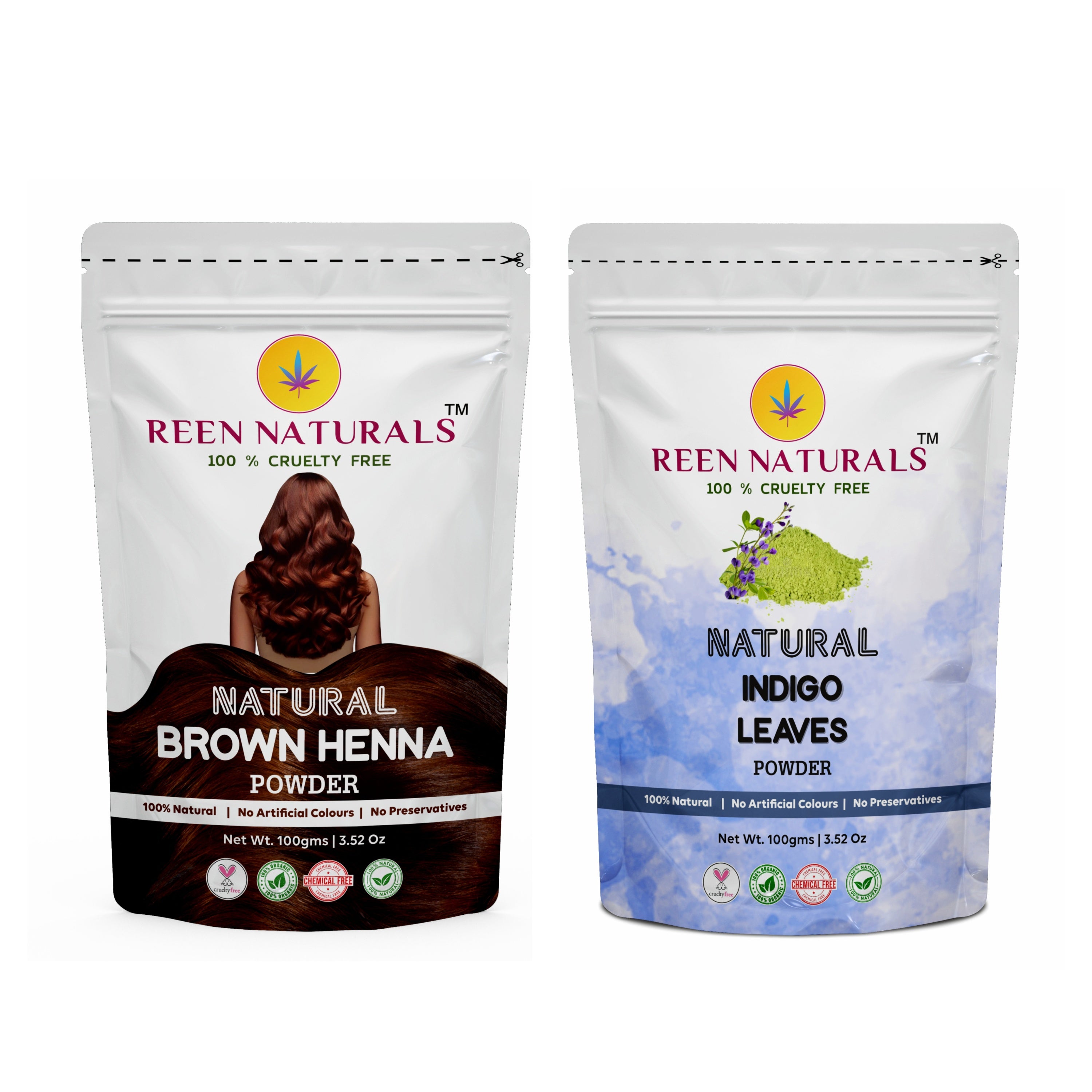Brown Henna & Indigo Powder for 100% Natural Hair Dye - 100gms