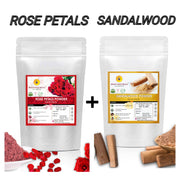 COMBO - Rose Petal + Sandalwood Powder for face pack - 100gm each
