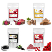 FACE PACK COMBO - Beetroot , Rose Petal , Sandalwood & Charcoal Powders for Face Brightening - 100gms Each