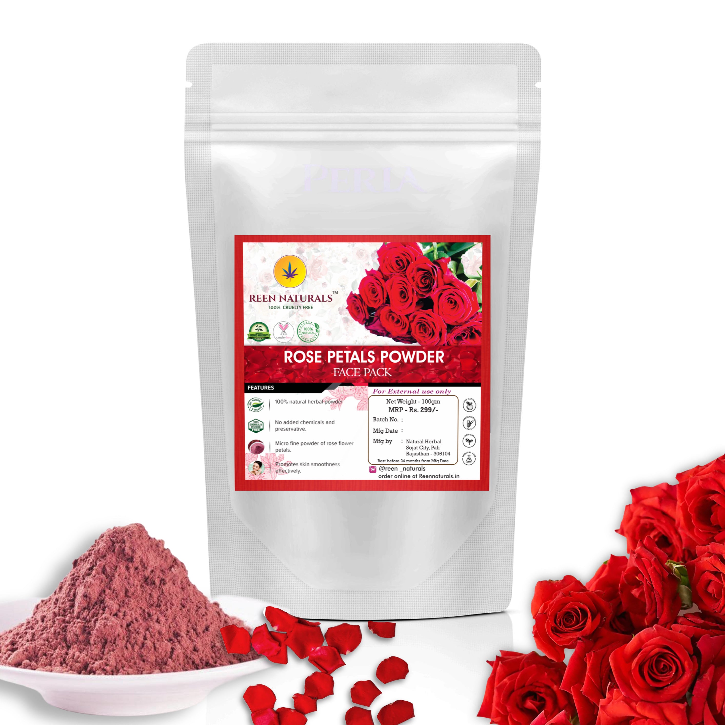 Rose Petal Powder for Glowing Skin – 100g