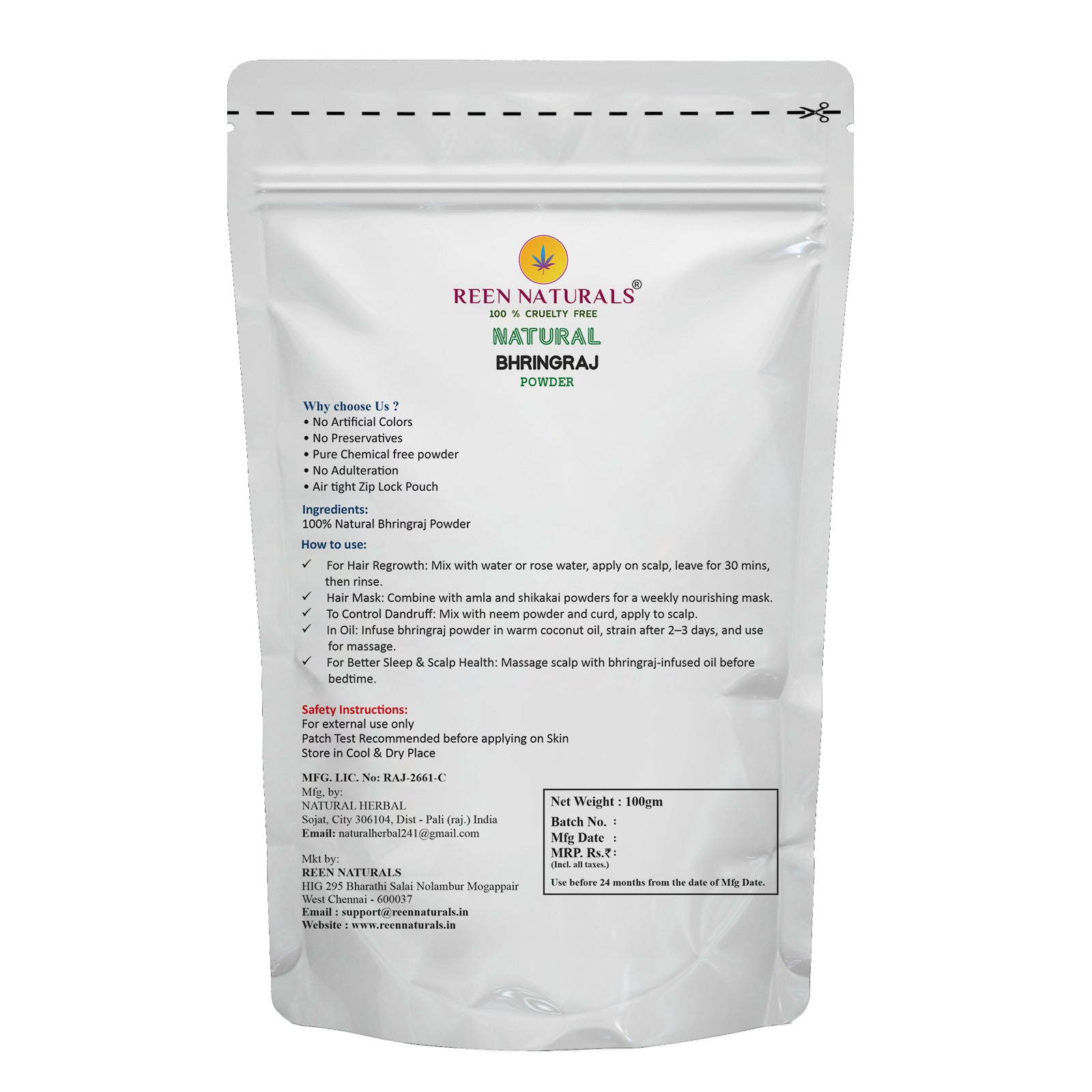 Bhringraj Powder For Hair Growth - 100Gms