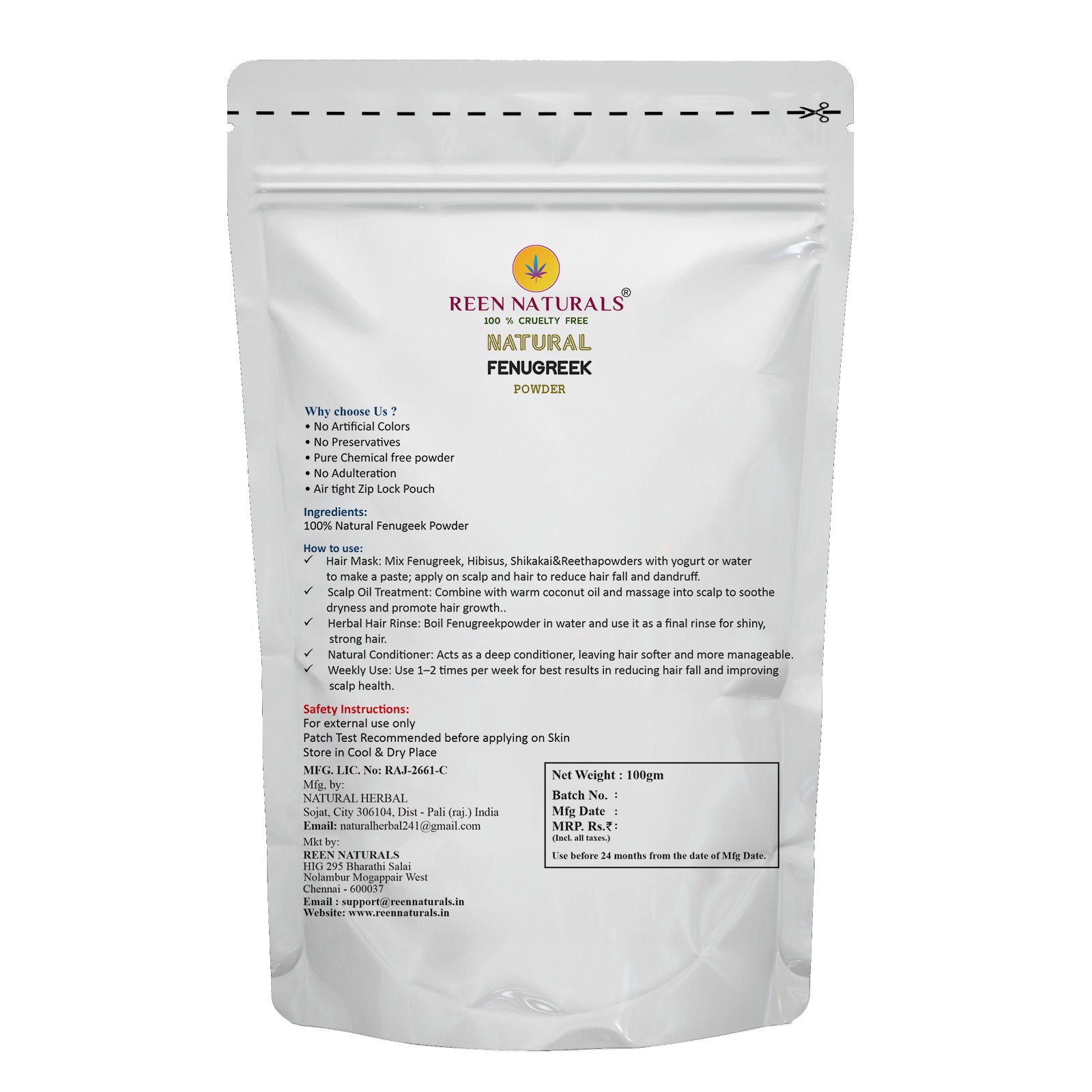 Methi Seed Powder For Hair Growth - 100 g | Fenugreek Powder