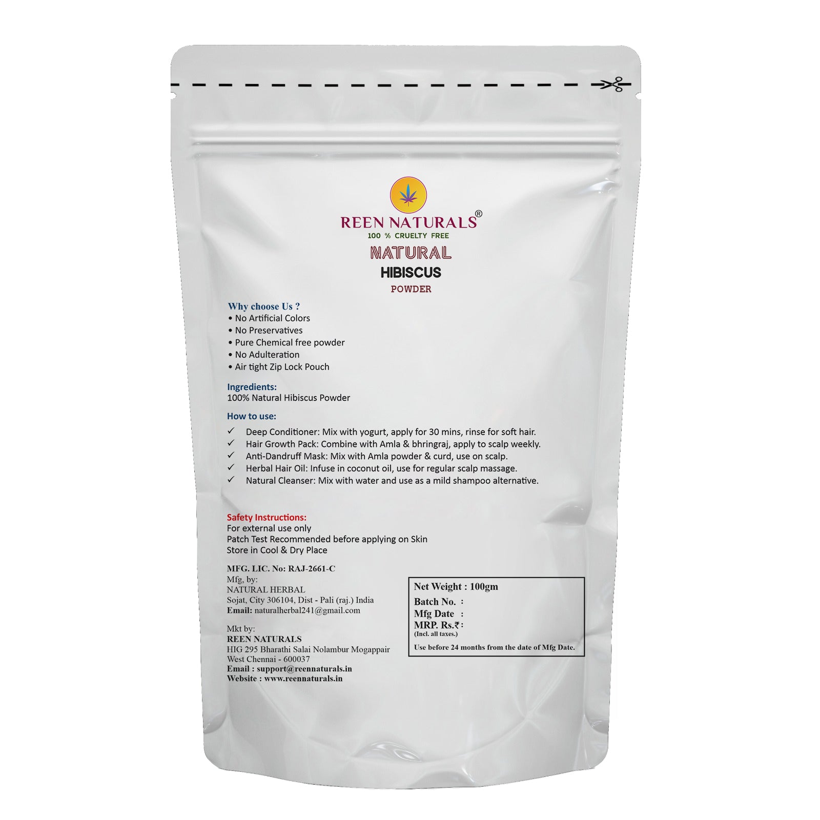 Hibiscus powder for hair growth 100 Grams