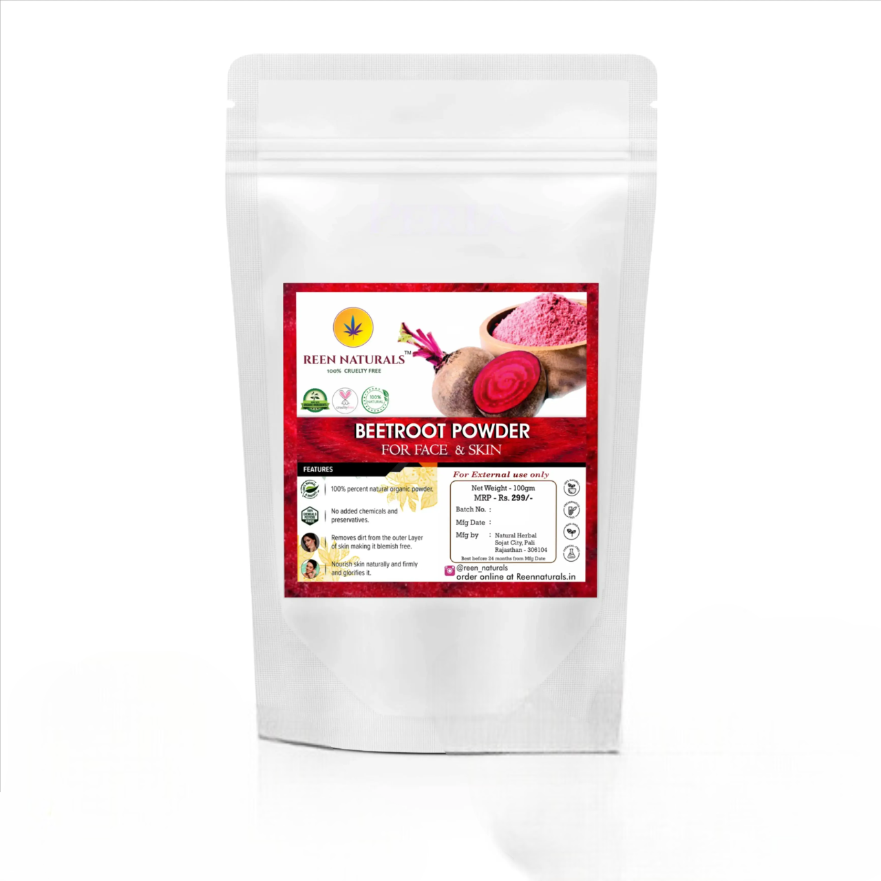 Beetroot Powder For face Brightening 100 grams