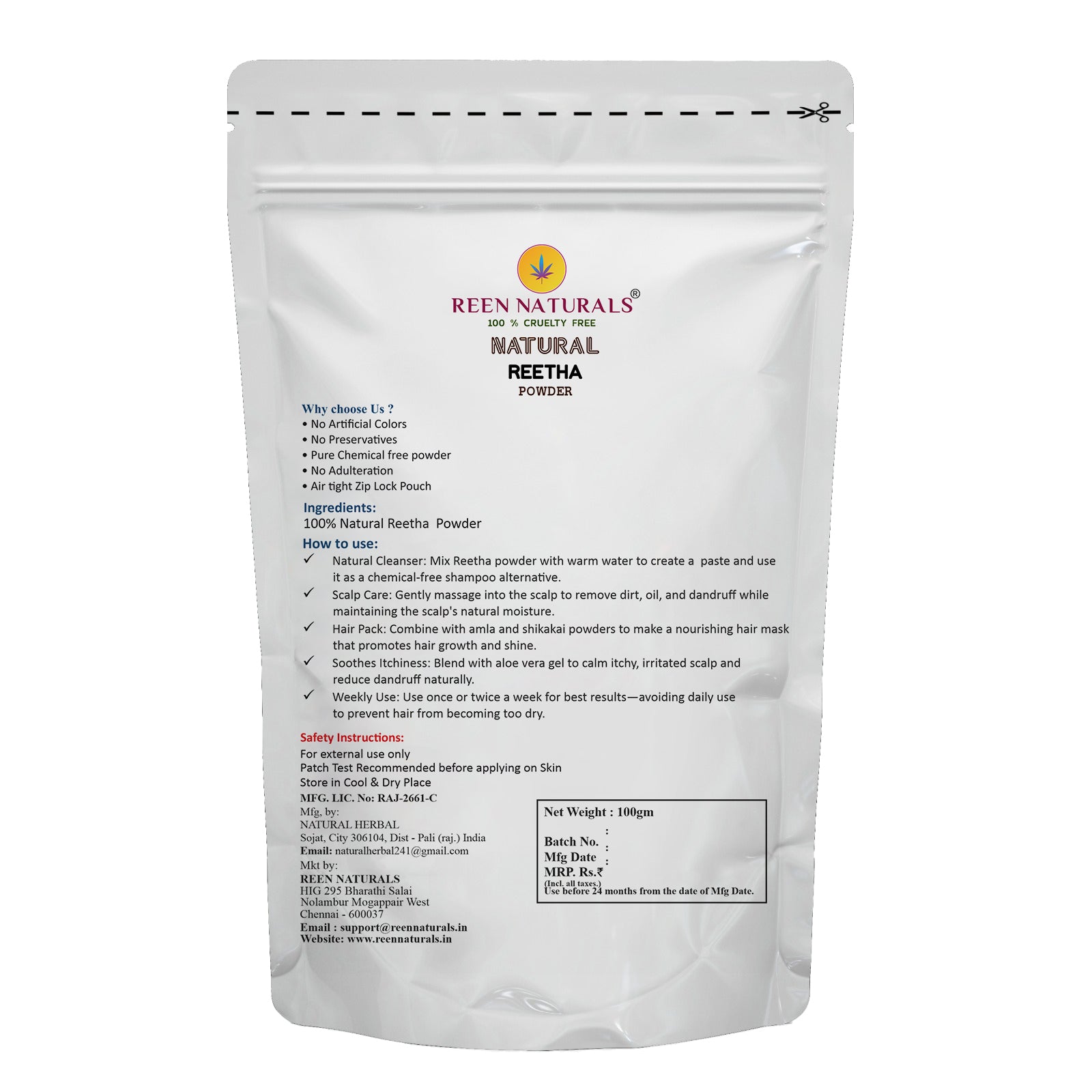 Reetha (Aritha, Soap Nut) Powder for Hair Care - 100gms